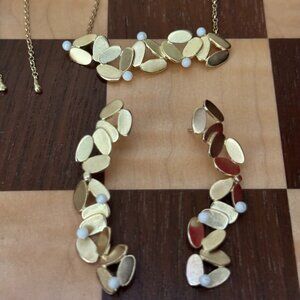 Norwegian gold-plated silver with pearls earrings & necklace, Kaja Gjedeb